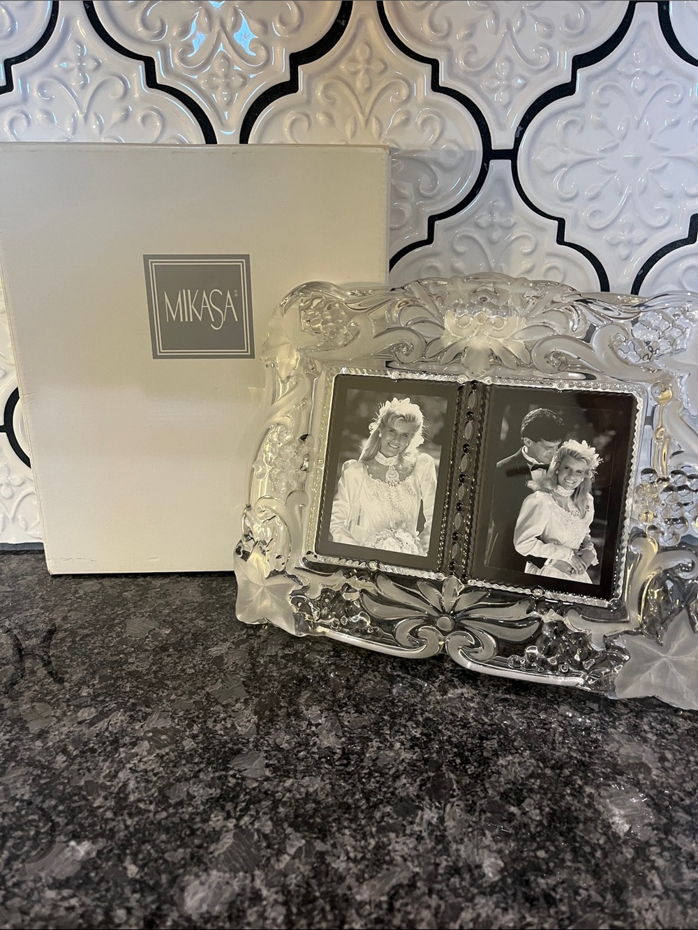 Mikasa Silver Ornate Double Frame with Floral Motif